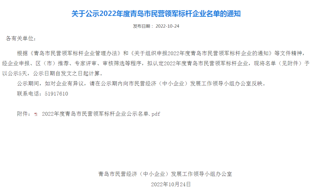 喜報(bào)！銳智智能入選青島市民營領(lǐng)軍標(biāo)桿企業(yè)